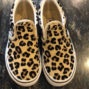 Vans child size 13 CHEETAH print slip on shoes